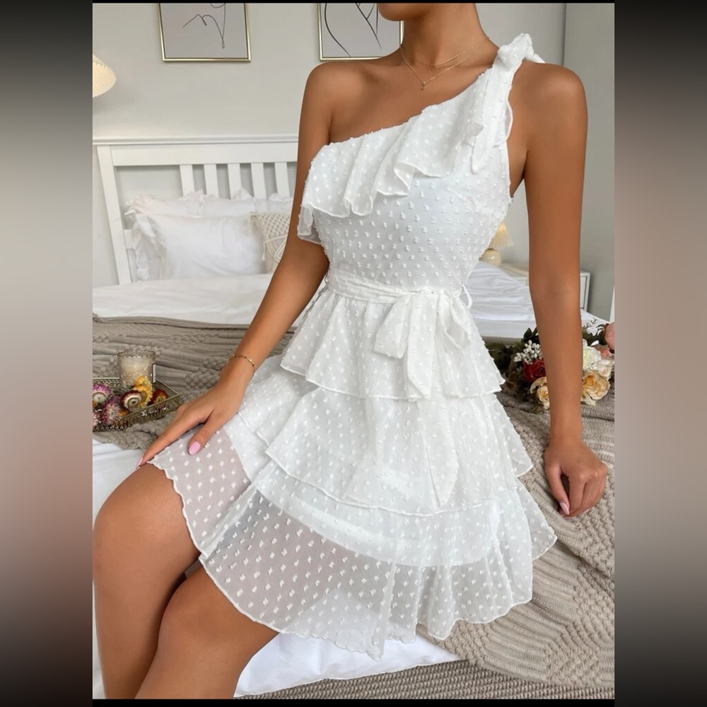 One-Shoulder Dot Dress